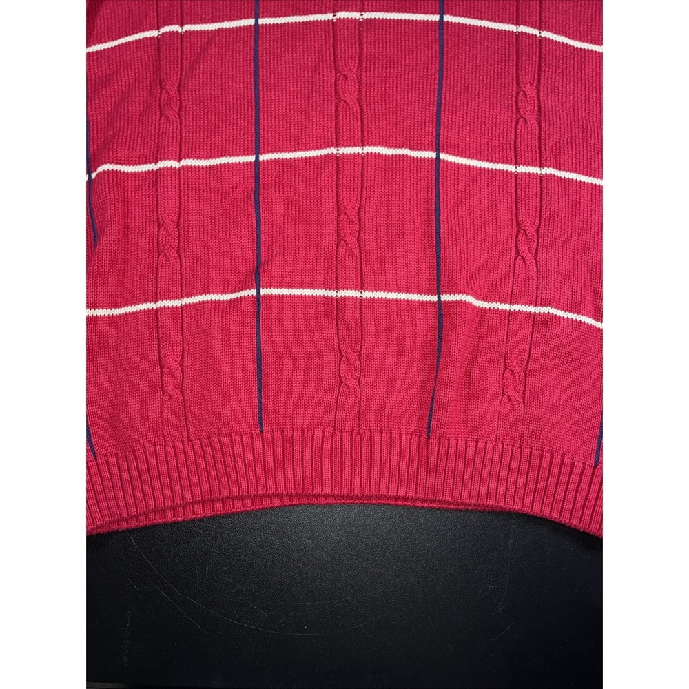 Bill Blass Red Striped Crew Neck Long Sleeve Knit Sweater Mens Large L - Picture 3 of 11